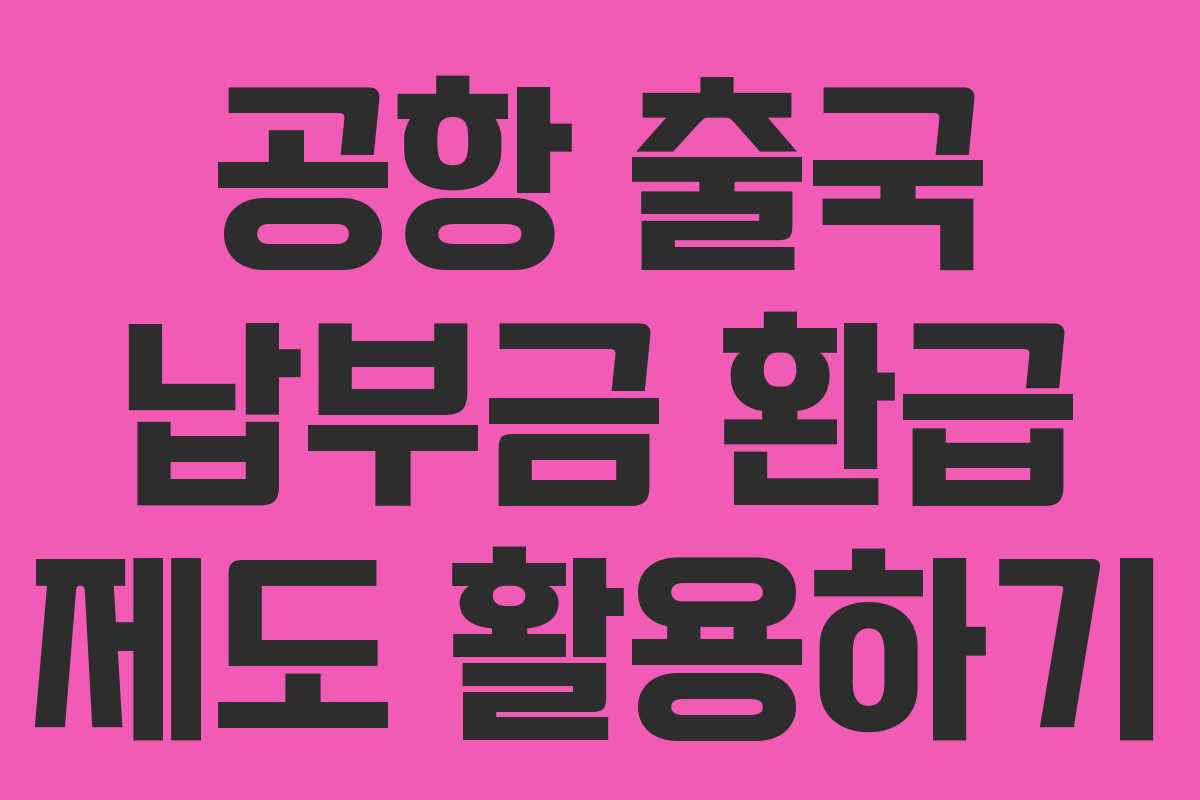 공항 출국 납부금 환급 제도 활용하기