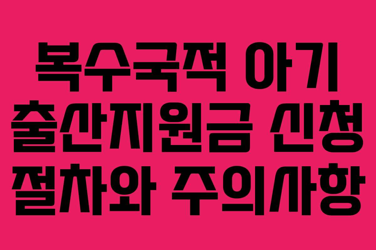 복수국적 아기 출산지원금 신청 절차와 주의사항