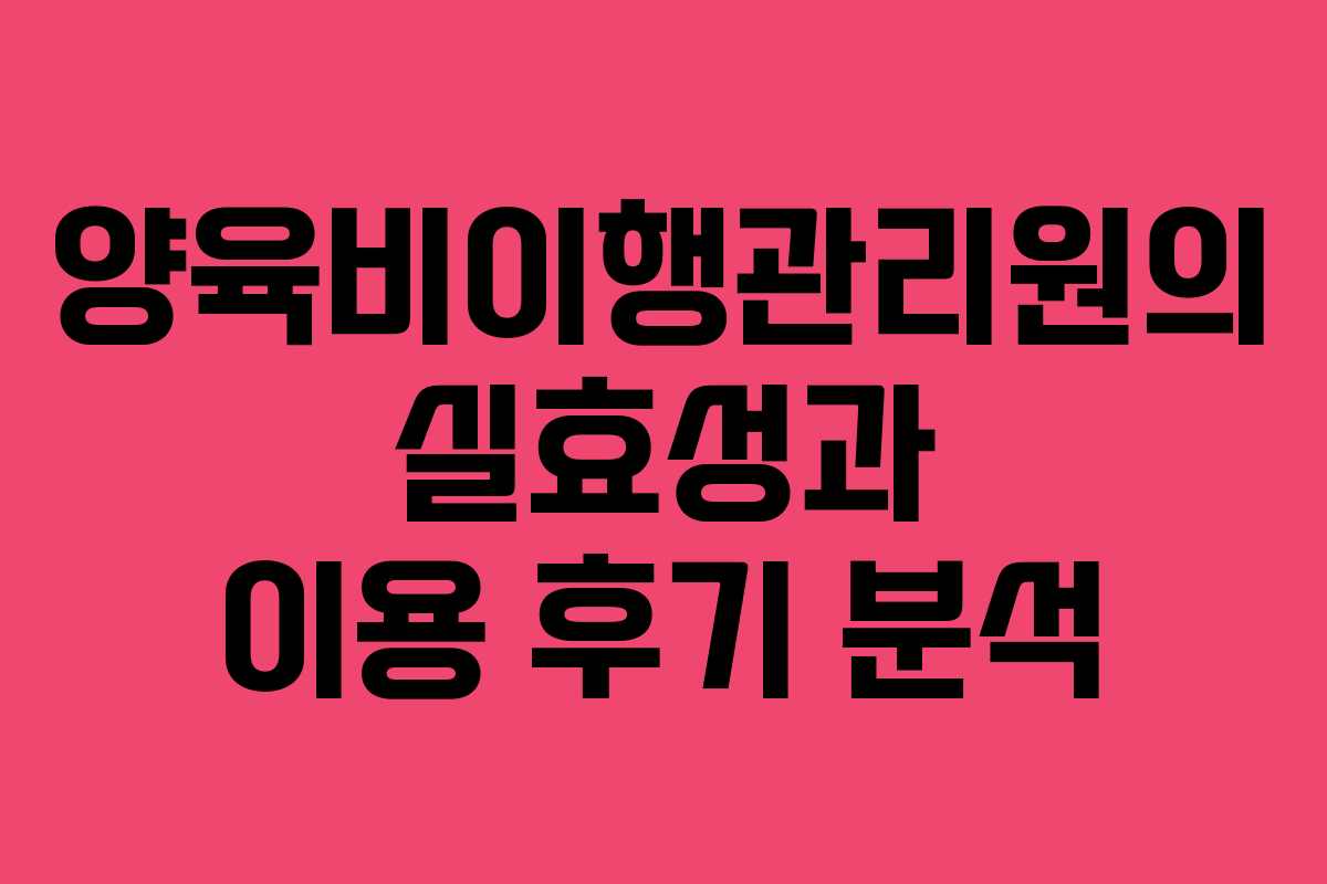 양육비이행관리원의 실효성과 이용 후기 분석