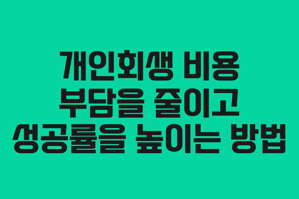 개인회생 비용 부담을 줄이고 성공률을 높이는 방법