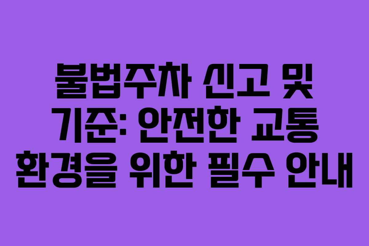 불법주차 신고 및 기준: 안전한 교통 환경을 위한 필수 안내