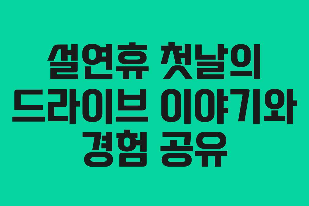 설연휴 첫날의 드라이브 이야기와 경험 공유