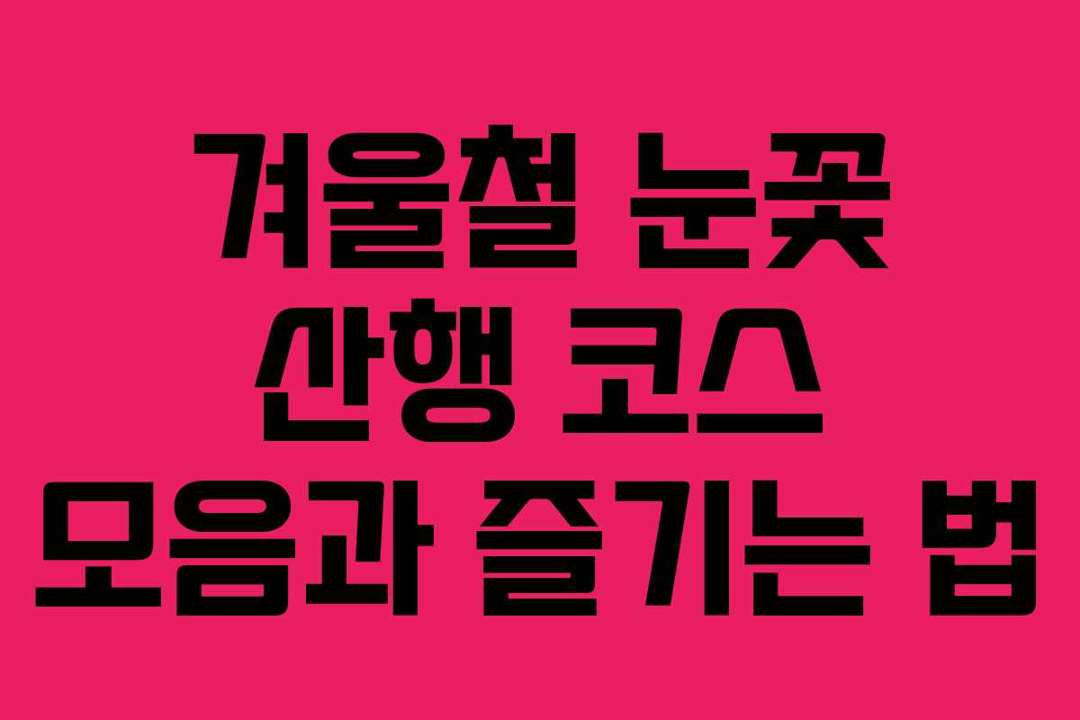 겨울철 눈꽃 산행 코스 모음과 즐기는 법