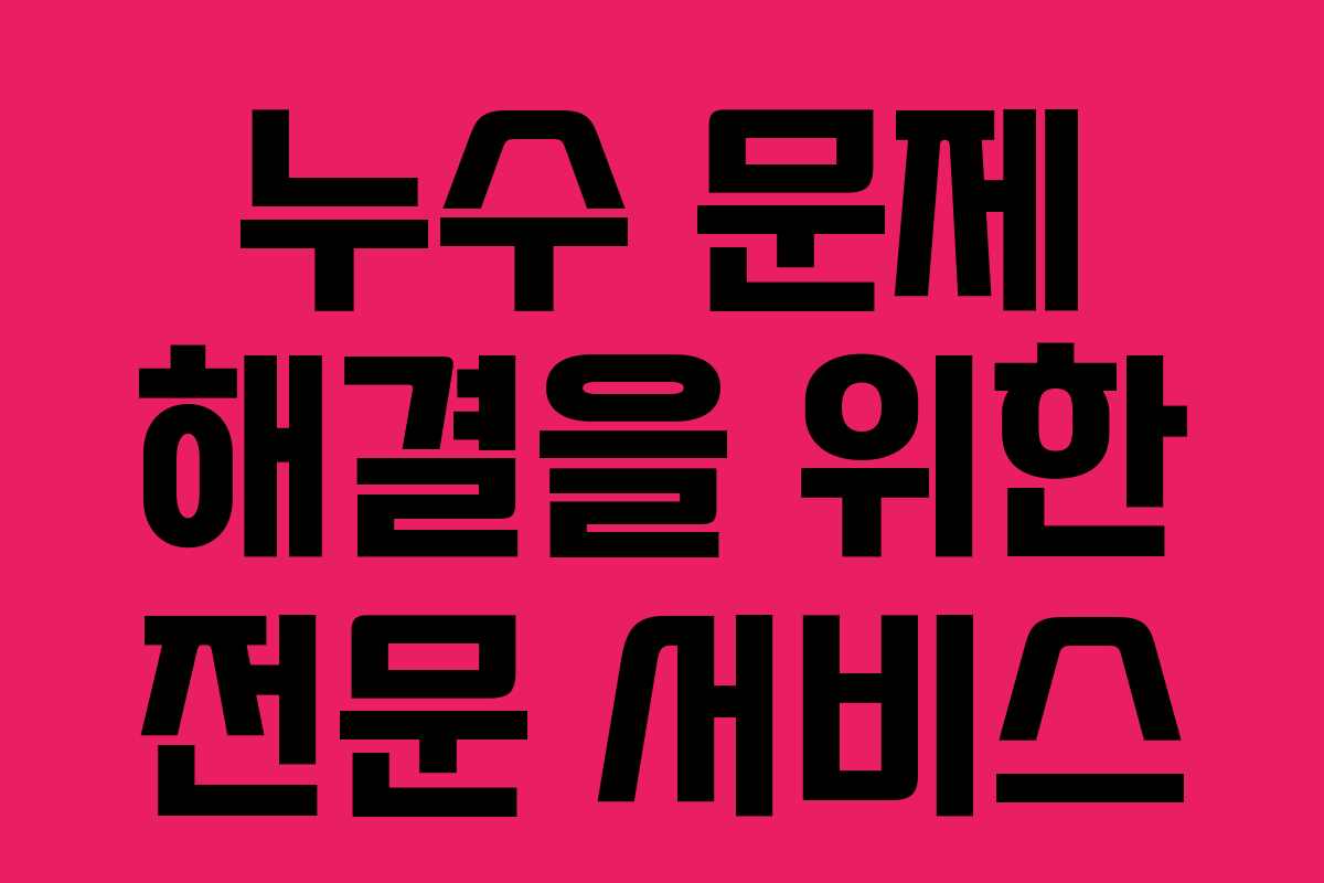 누수 문제 해결을 위한 전문 서비스