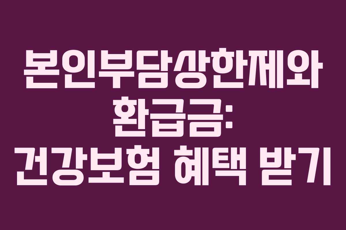본인부담상한제와 환급금: 건강보험 혜택 받기