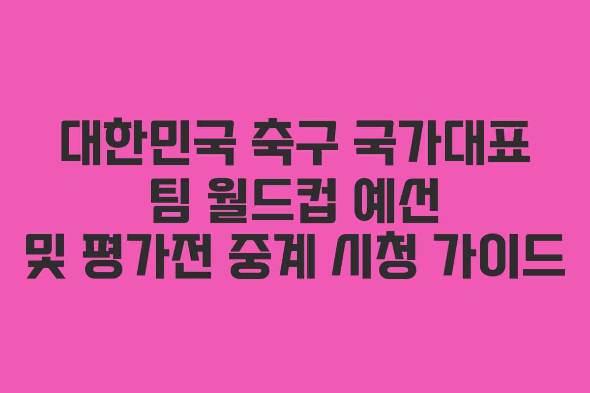 대한민국 축구 국가대표 팀 월드컵 예선 및 평가전 중계 시청 가이드