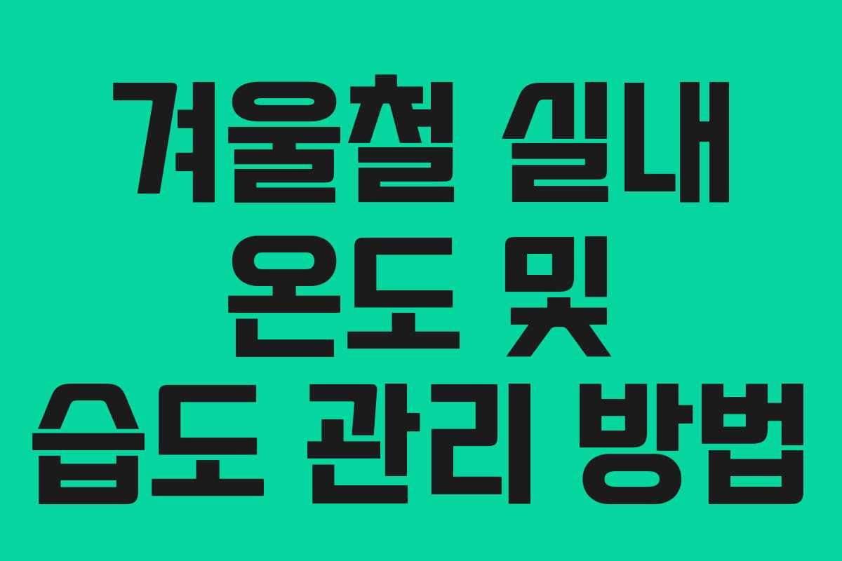 겨울철 실내 온도 및 습도 관리 방법