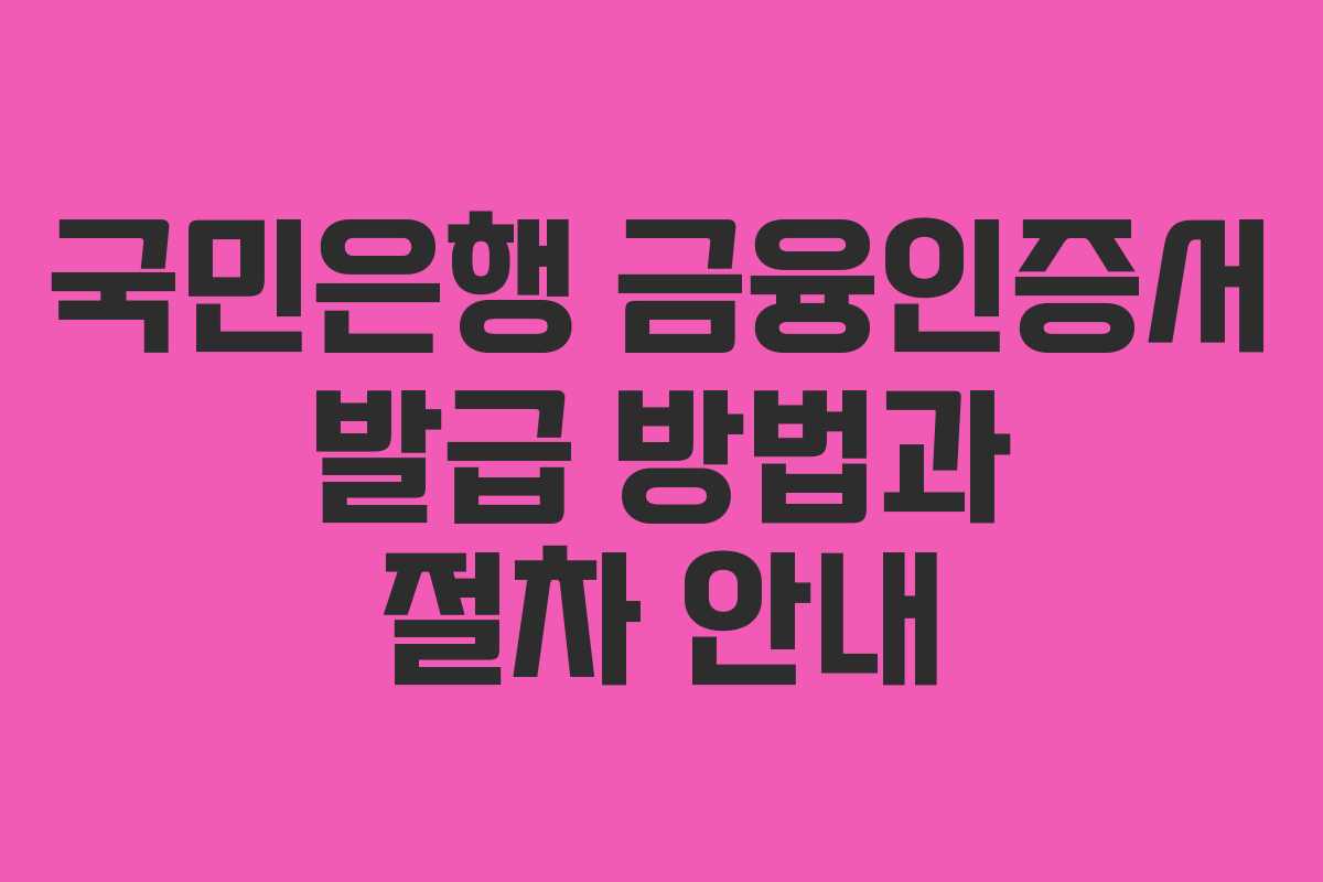 국민은행 금융인증서 발급 방법과 절차 안내