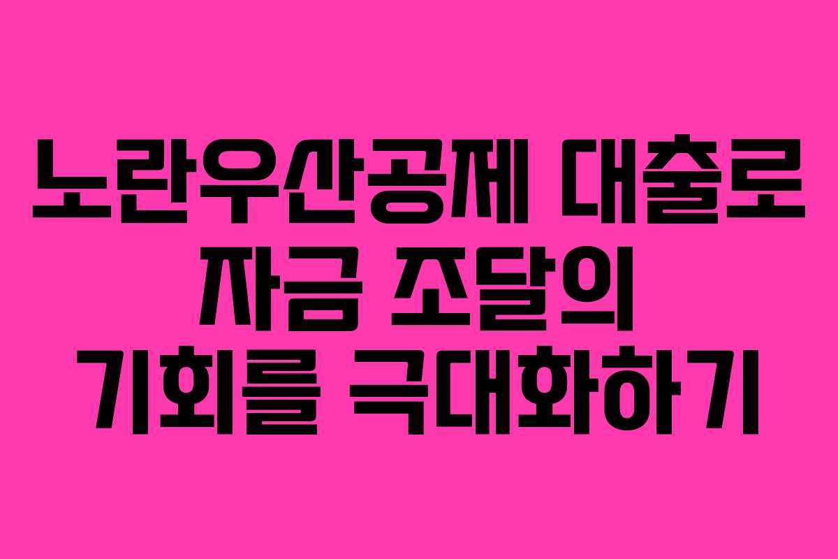 노란우산공제 대출로 자금 조달의 기회를 극대화하기