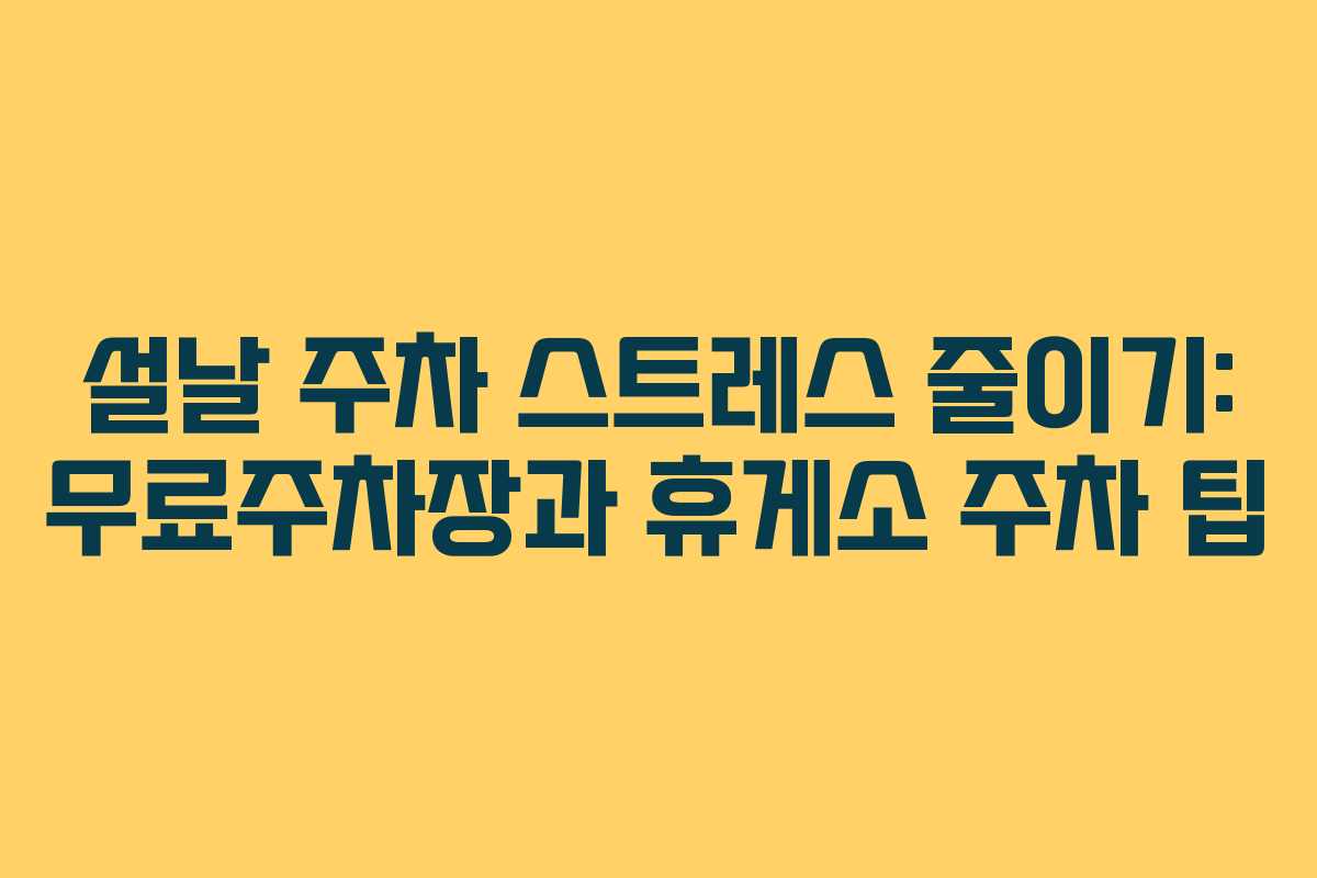 설날 주차 스트레스 줄이기: 무료주차장과 휴게소 주차 팁