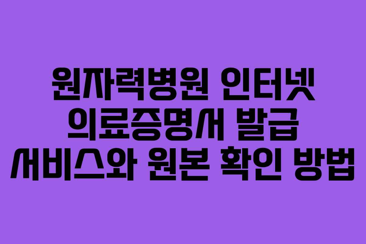 원자력병원 인터넷 의료증명서 발급 서비스와 원본 확인 방법