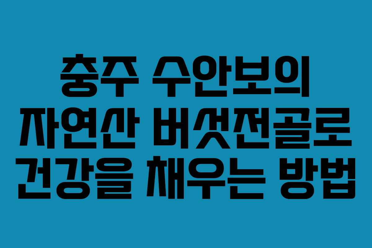 충주 수안보의 자연산 버섯전골로 건강을 채우는 방법