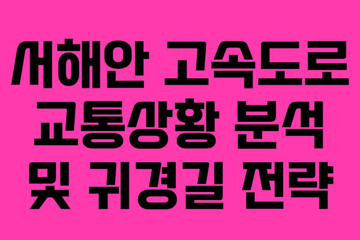 서해안 고속도로 교통상황 분석 및 귀경길 전략