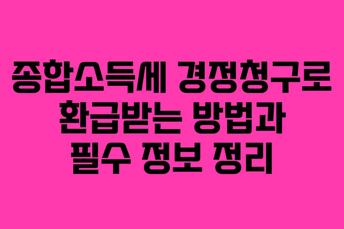 종합소득세 경정청구로 환급받는 방법과 필수 정보 정리