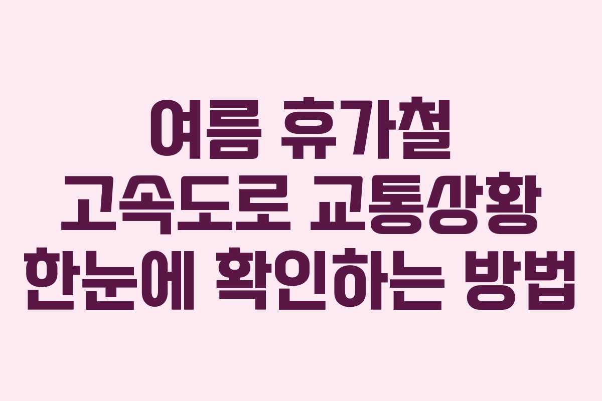 여름 휴가철 고속도로 교통상황 한눈에 확인하는 방법
