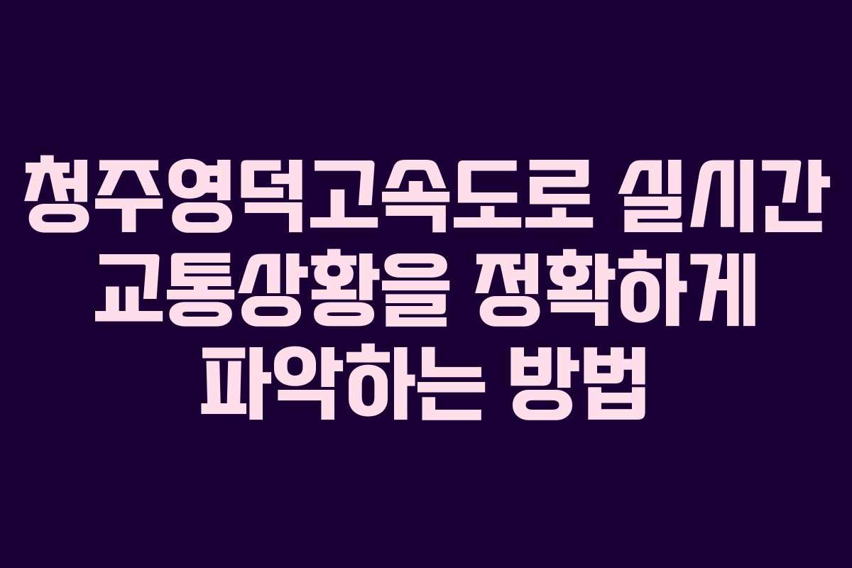 청주영덕고속도로 실시간 교통상황을 정확하게 파악하는 방법