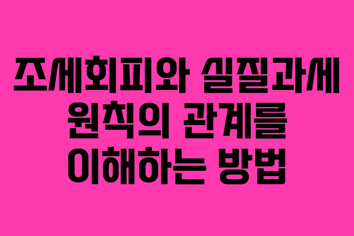 조세회피와 실질과세 원칙의 관계를 이해하는 방법