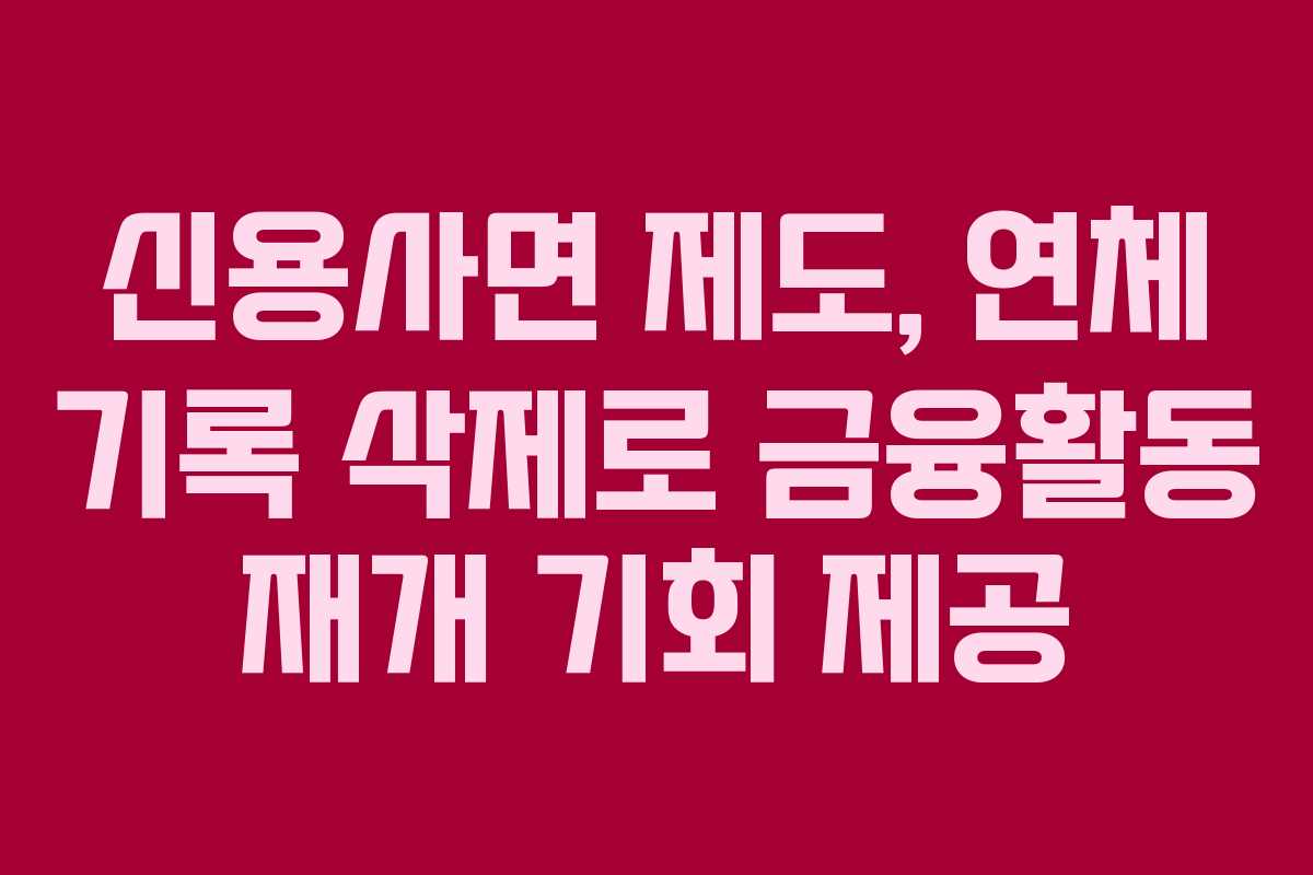 신용사면 제도, 연체 기록 삭제로 금융활동 재개 기회 제공