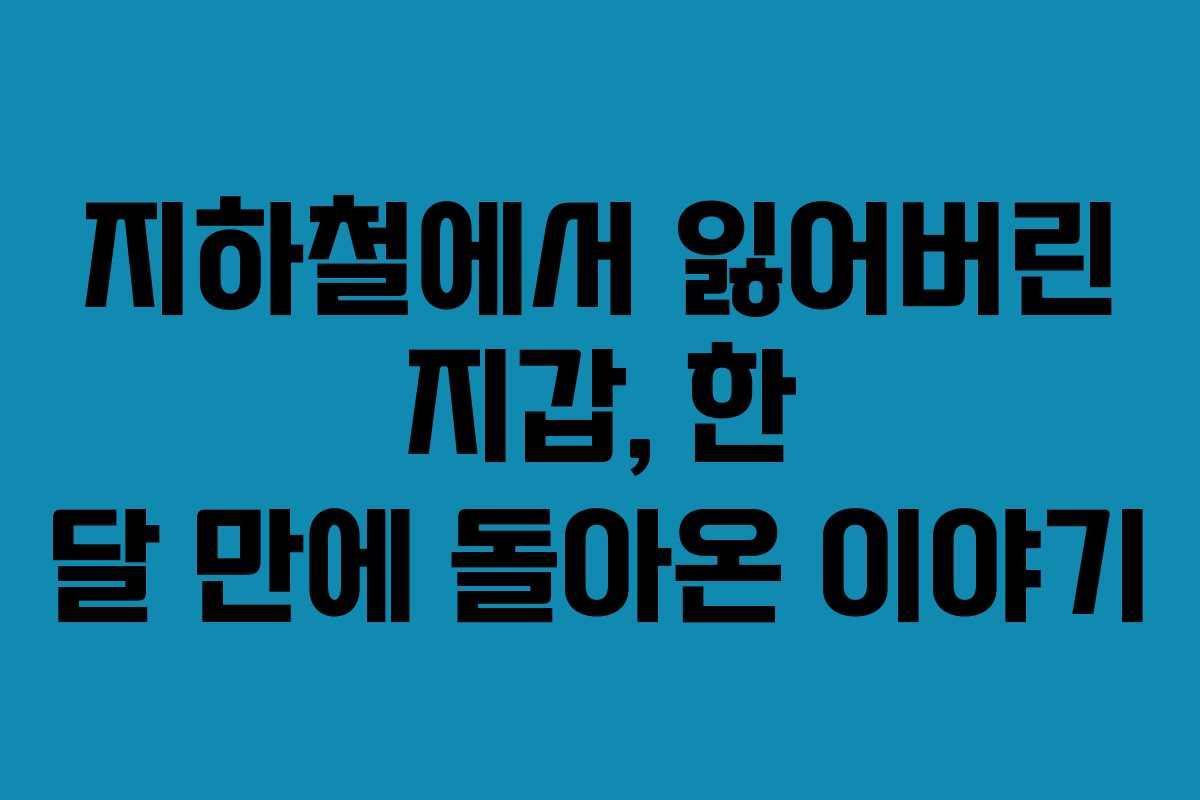 지하철에서 잃어버린 지갑, 한 달 만에 돌아온 이야기