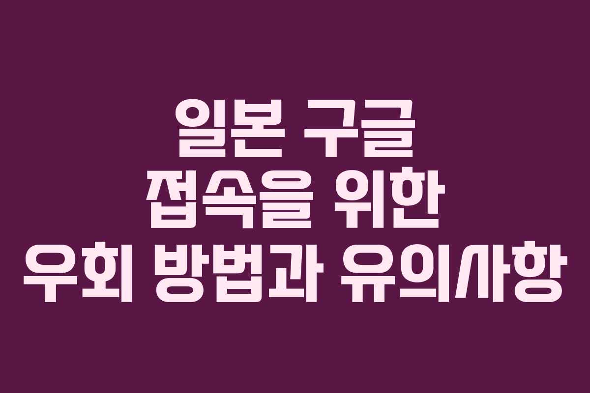 일본 구글 접속을 위한 우회 방법과 유의사항