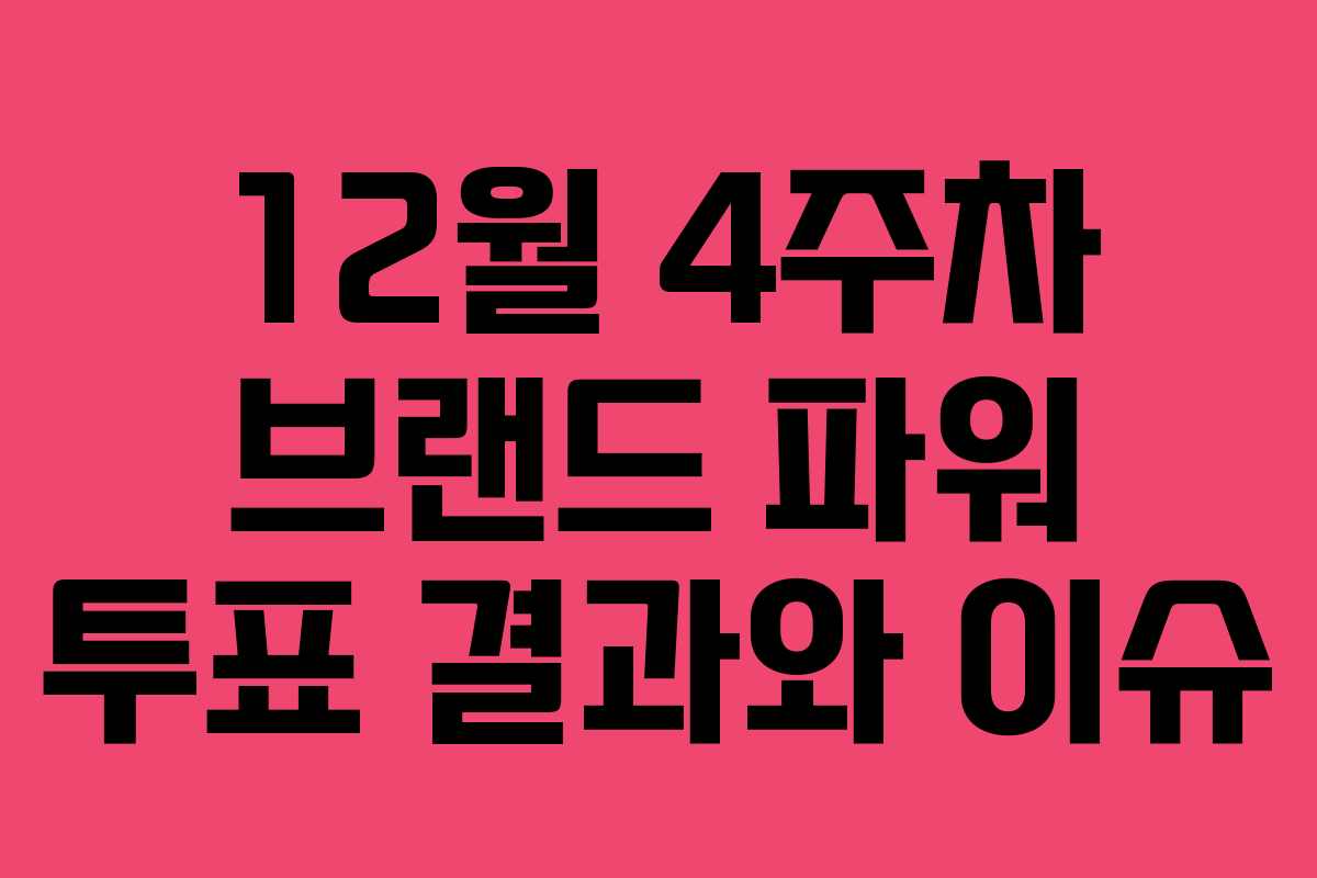 12월 4주차 브랜드 파워 투표 결과와 이슈