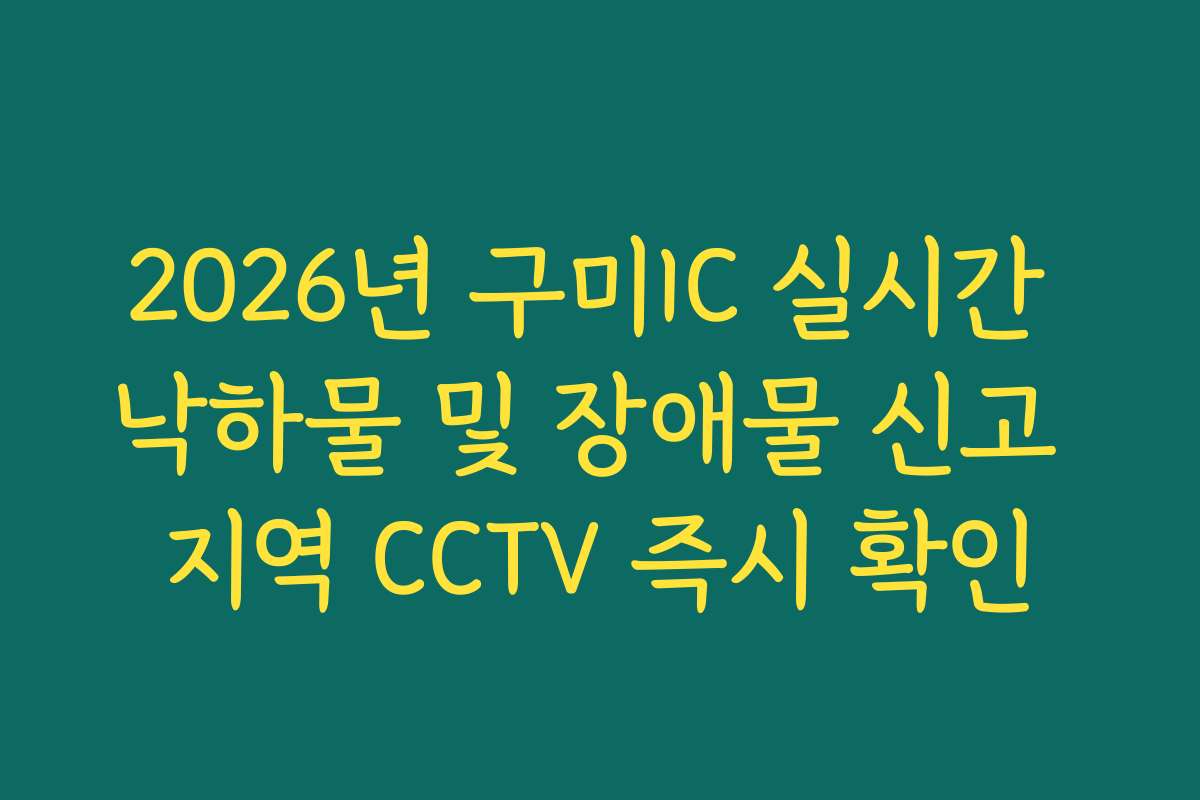 2026년 구미IC 실시간 낙하물 및 장애물 신고 지역 CCTV 즉시 확인