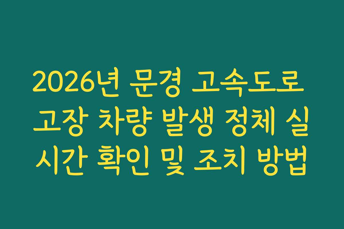 2026년 문경 고속도로 고장 차량 발생 정체 실시간 확인 및 조치 방법