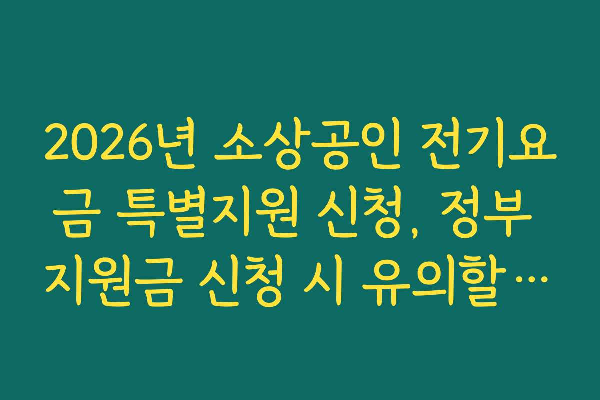 2026년 소상공인 전기요금 특별지원 신청, 정부 지원금 신청 시 유의할 점 정리