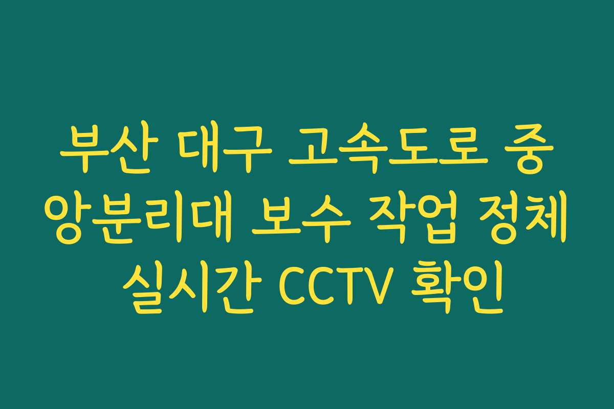 부산 대구 고속도로 중앙분리대 보수 작업 정체 실시간 CCTV 확인
