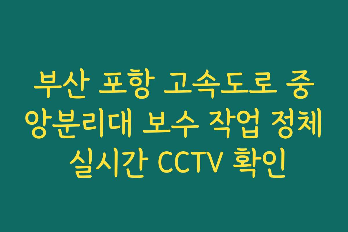 부산 포항 고속도로 중앙분리대 보수 작업 정체 실시간 CCTV 확인