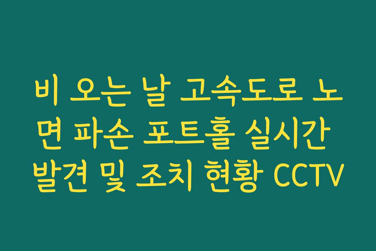 비 오는 날 고속도로 노면 파손 포트홀 실시간 발견 및 조치 현황 CCTV