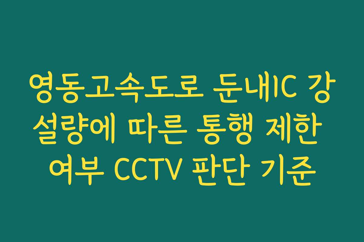 영동고속도로 둔내IC 강설량에 따른 통행 제한 여부 CCTV 판단 기준