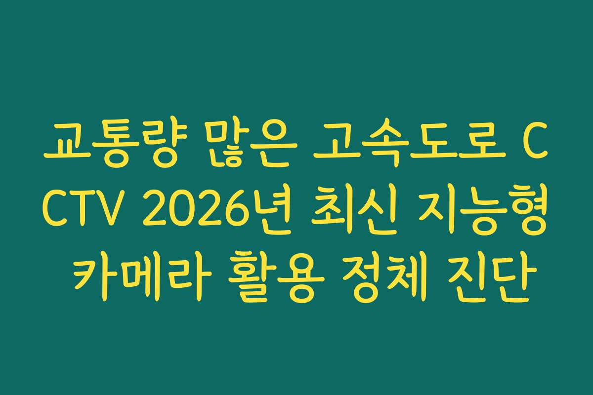 교통량 많은 고속도로 CCTV 2026년 최신 지능형 카메라 활용 정체 진단