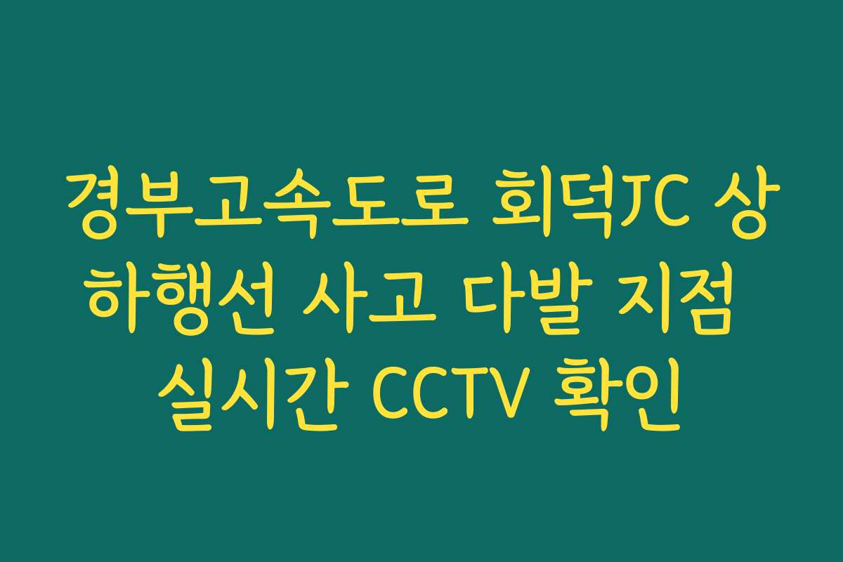 경부고속도로 회덕JC 상하행선 사고 다발 지점 실시간 CCTV 확인