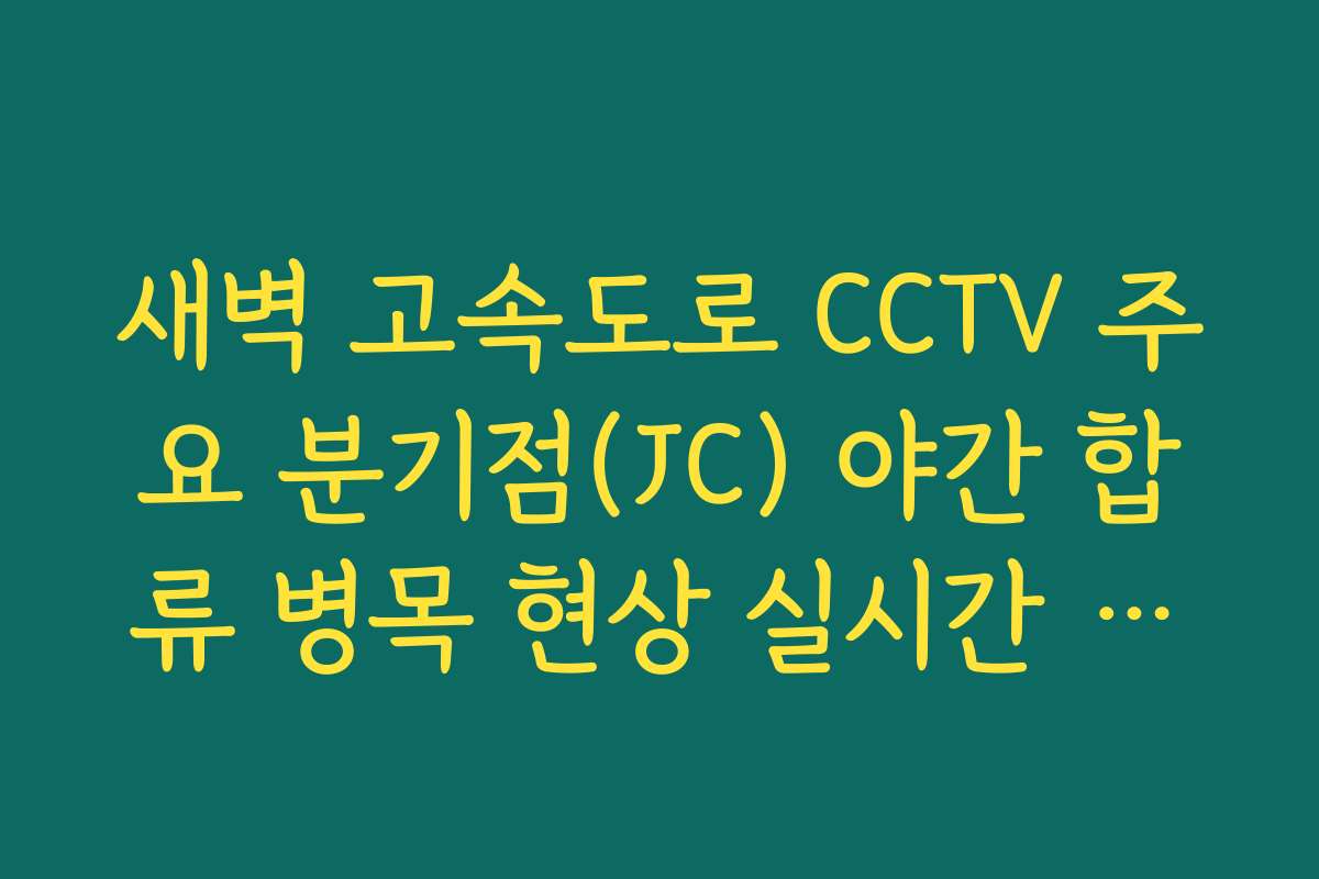 새벽 고속도로 CCTV 주요 분기점(JC) 야간 합류 병목 현상 실시간 영상 비교