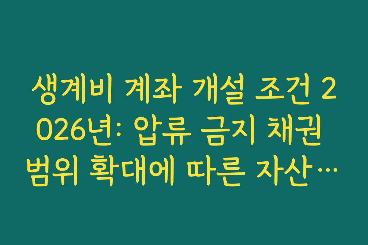 생계비 계좌 개설 조건 2026년: 압류 금지 채권 범위 확대에 따른 자산 보호