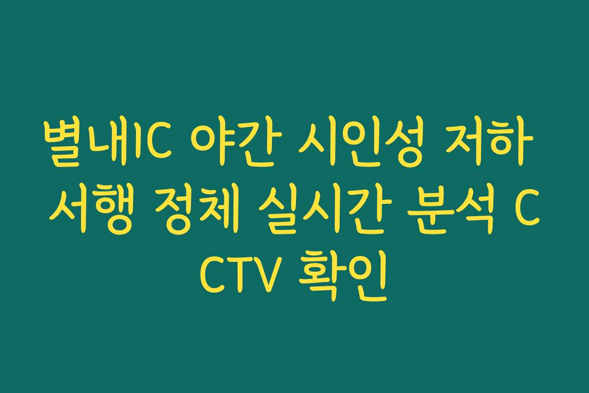 별내IC 야간 시인성 저하 서행 정체 실시간 분석 CCTV 확인