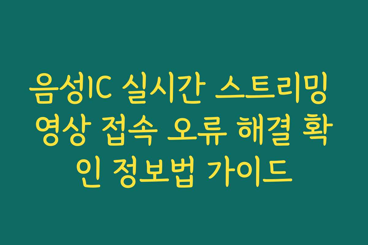 음성IC 실시간 스트리밍 영상 접속 오류 해결 확인 정보법 가이드