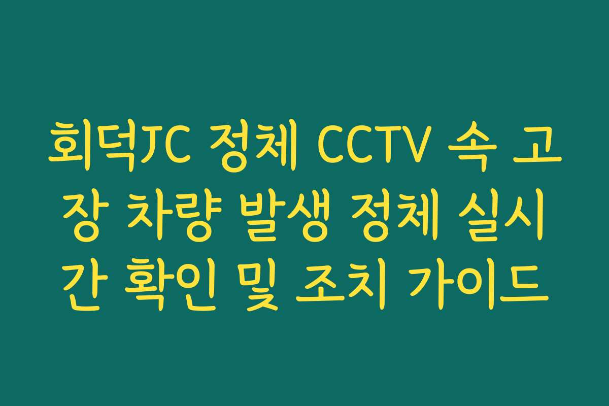 회덕JC 정체 CCTV 속 고장 차량 발생 정체 실시간 확인 및 조치 가이드