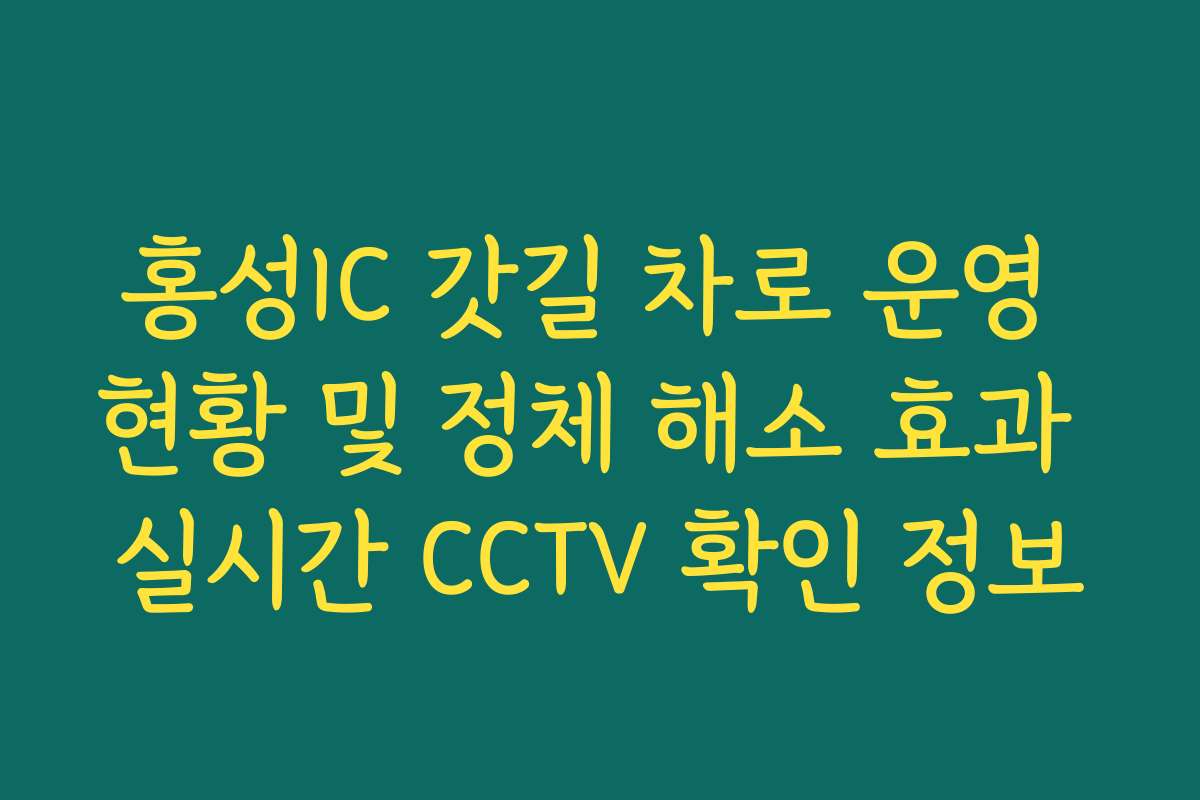 홍성IC 갓길 차로 운영 현황 및 정체 해소 효과 실시간 CCTV 확인 정보