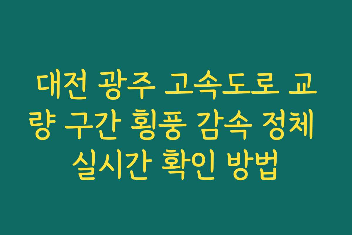 대전 광주 고속도로 교량 구간 횡풍 감속 정체 실시간 확인 방법