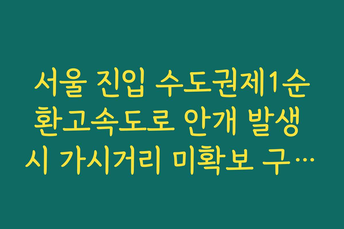 서울 진입 수도권제1순환고속도로 안개 발생 시 가시거리 미확보 구간 확인법