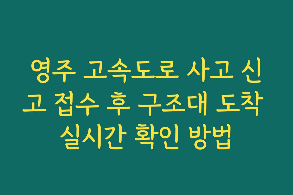 영주 고속도로 사고 신고 접수 후 구조대 도착 실시간 확인 방법