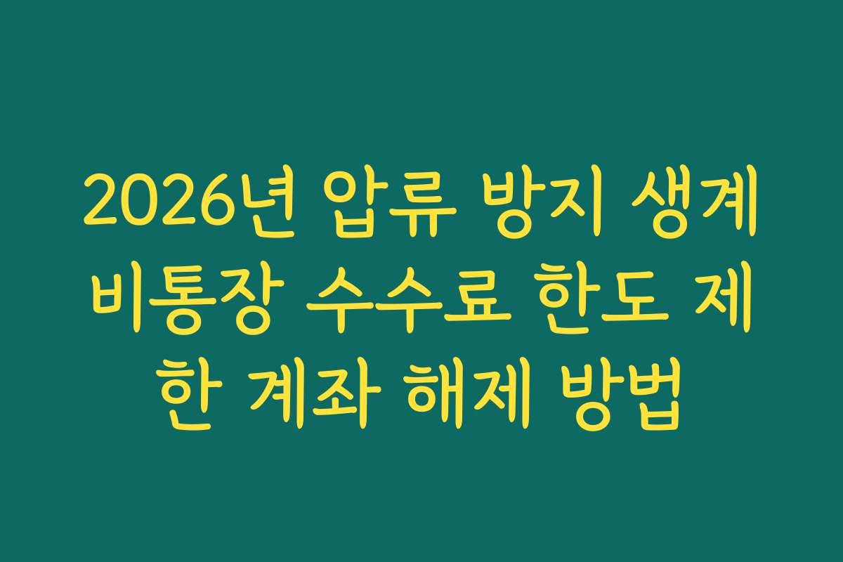 2026년 압류 방지 생계비통장 수수료 한도 제한 계좌 해제 방법