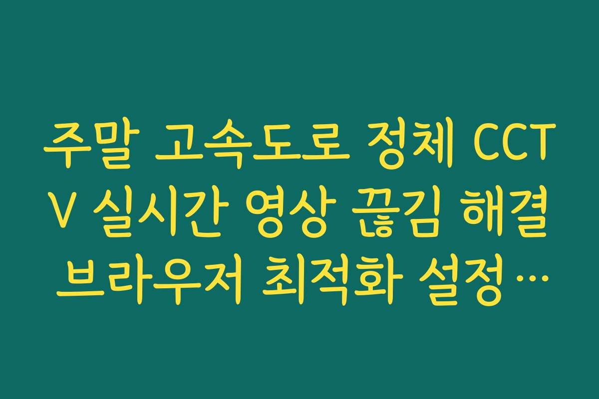 주말 고속도로 정체 CCTV 실시간 영상 끊김 해결 브라우저 최적화 설정 방법