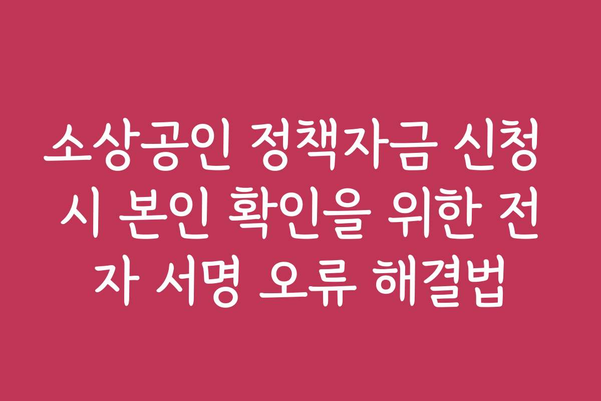 소상공인 정책자금 신청 시 본인 확인을 위한 전자 서명 오류 해결법