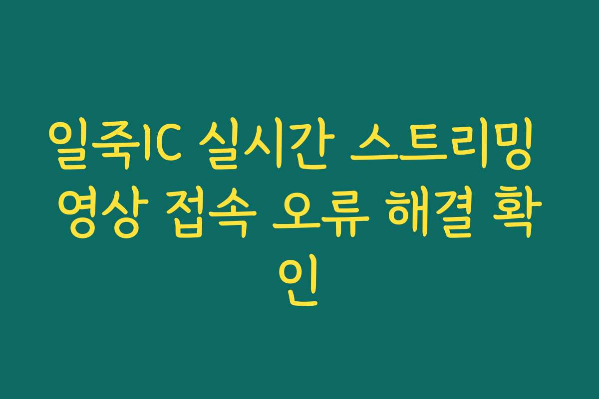 일죽IC 실시간 스트리밍 영상 접속 오류 해결 확인