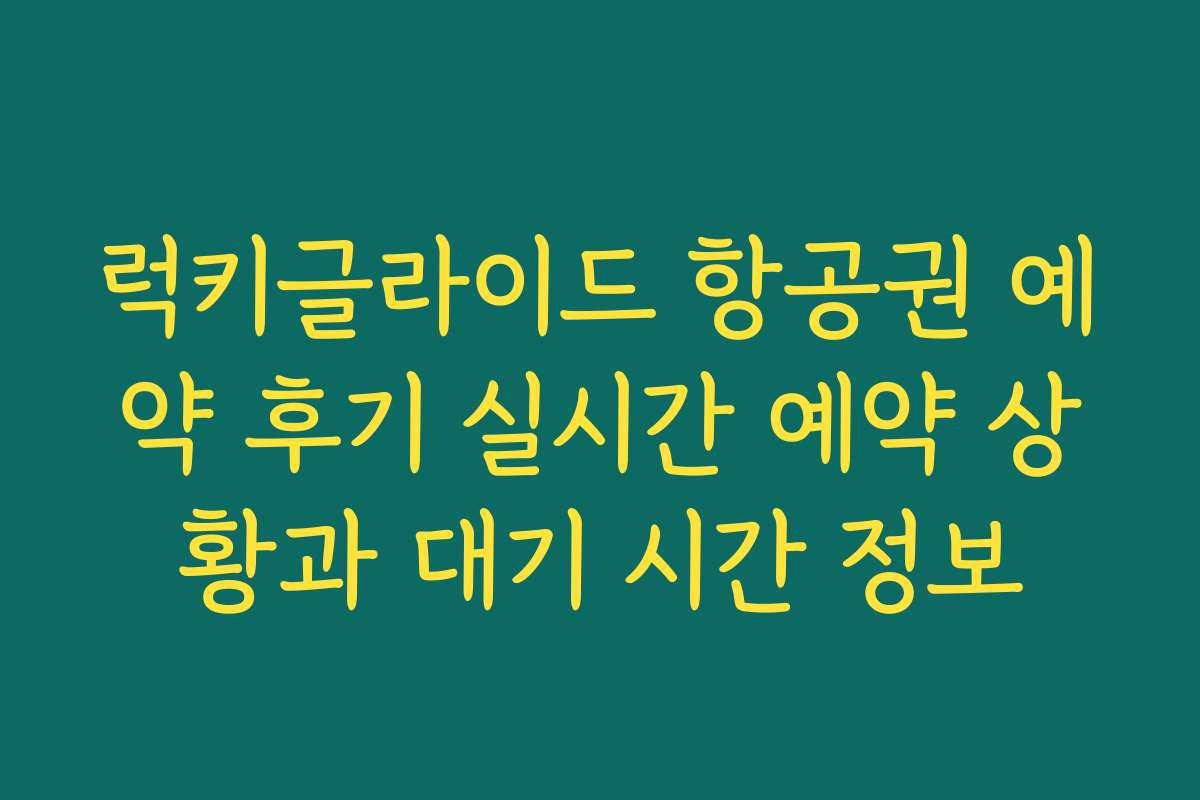 럭키글라이드 항공권 예약 후기 실시간 예약 상황과 대기 시간 정보