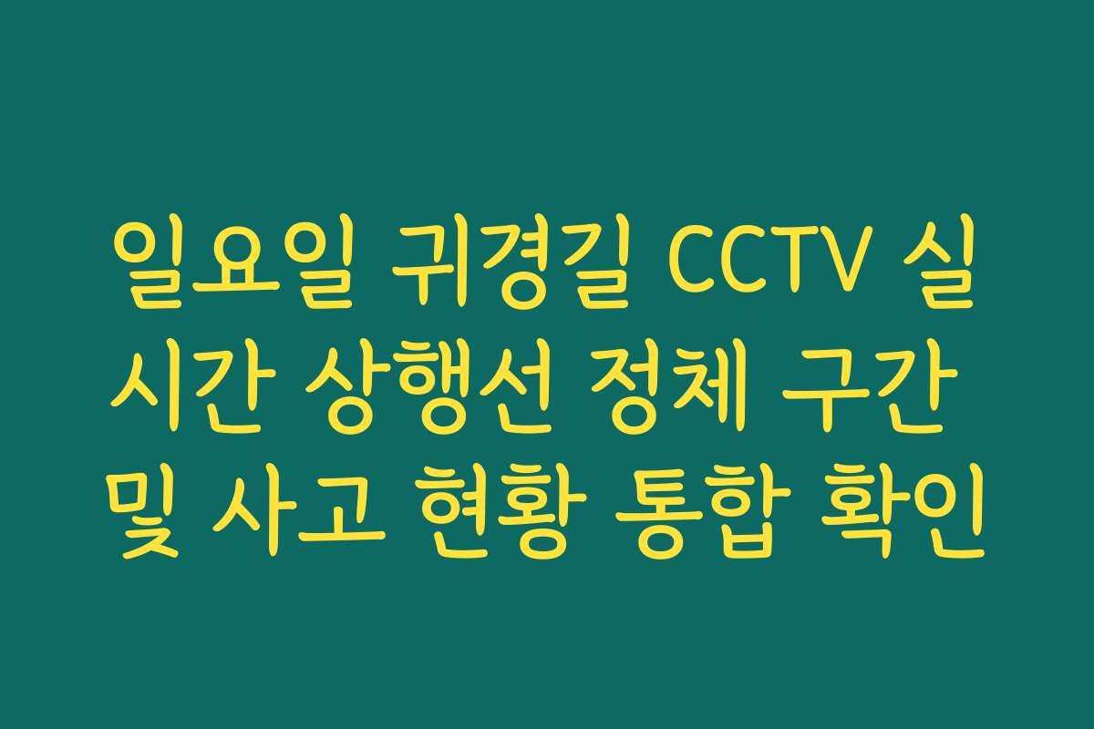 일요일 귀경길 CCTV 실시간 상행선 정체 구간 및 사고 현황 통합 확인