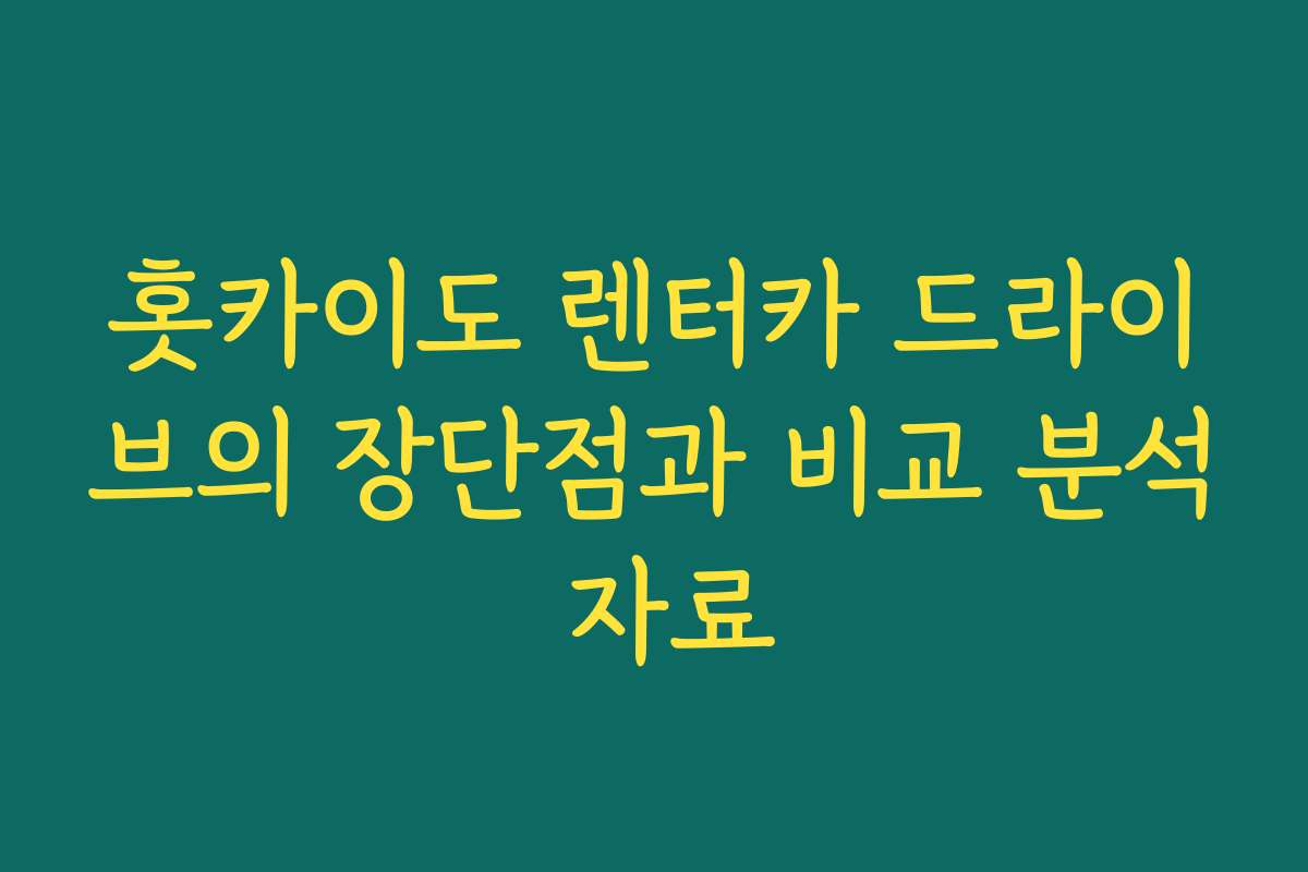 홋카이도 렌터카 드라이브의 장단점과 비교 분석 자료
